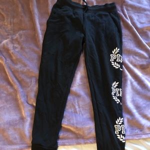 VSPink black joggers with emblem